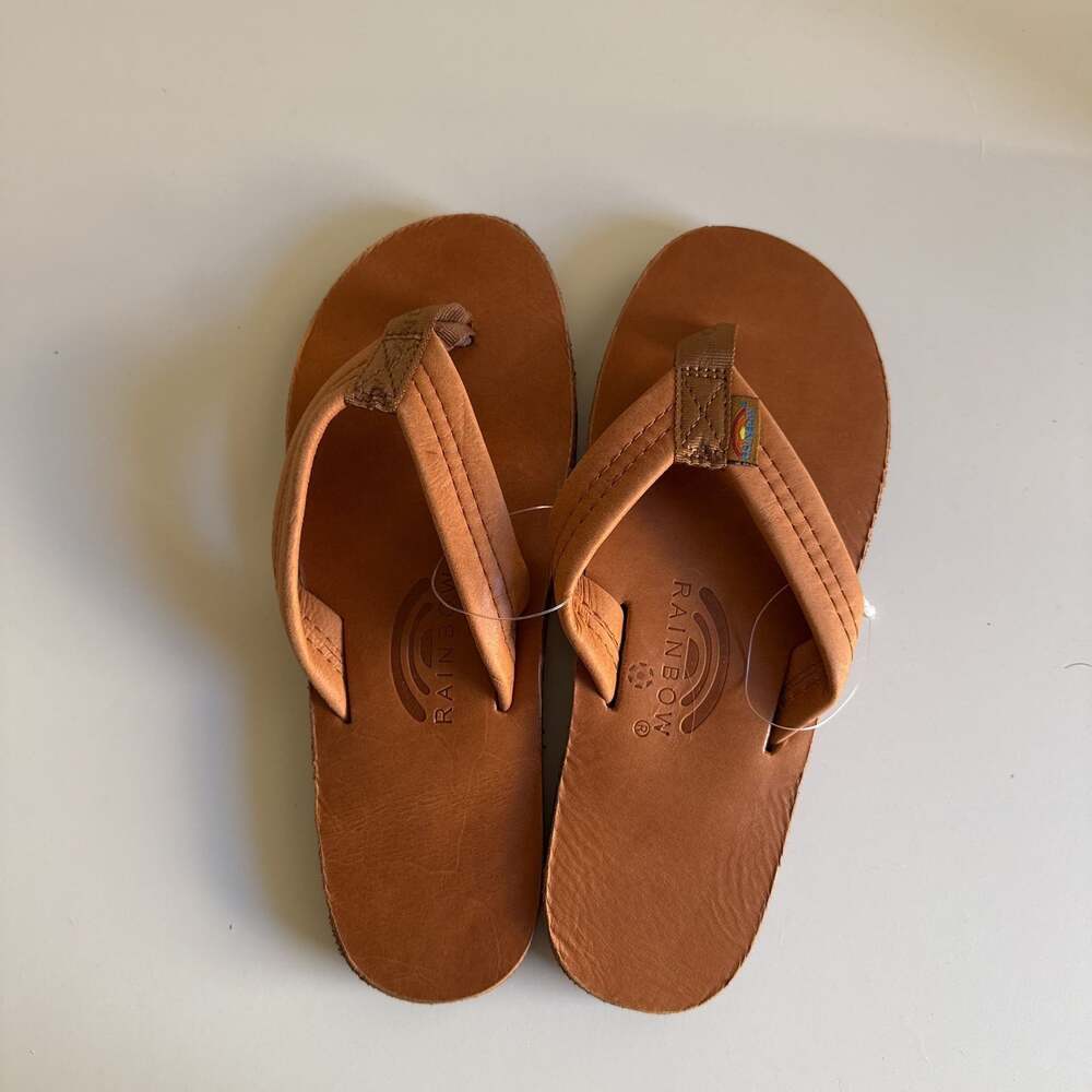 Rainbow Sandals Premier Leather Single Layer Arch Tan Flip Flops